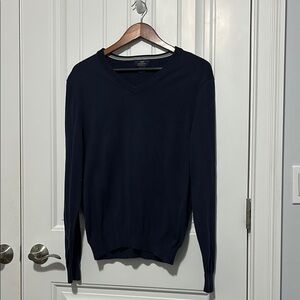 Brooks Brothers Contrast Navy Blue V-Neck Sweater